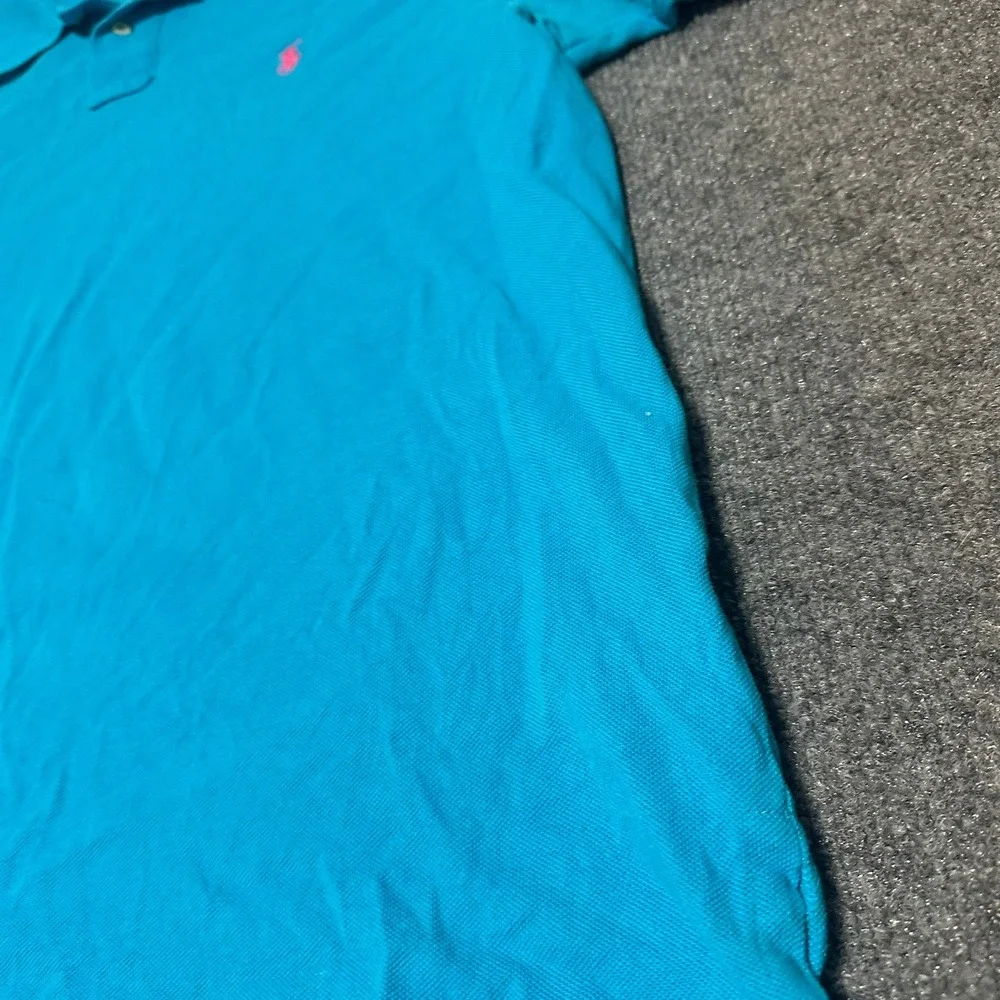 Polo Ralph Lauren Mens XL Custom Fit Short Sleeve Polo Shirt Blue Pink Pony
